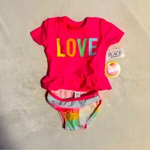 Baby girl LOVE 2 piece rash guard bathing suit